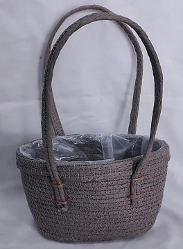 Корзина плетеная из эколозы 23x13xH13XHH22XB18X9, 1 шт., темно-серый