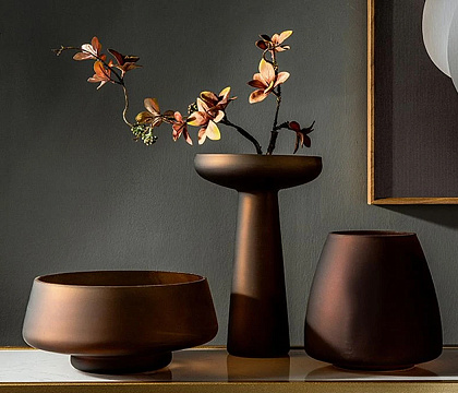 Ваза стеклянная D17 * H17 см, 1 шт, коричневый