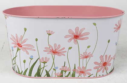 Декоративное овальное кашпо "Мир в красках" 22.5X13.7XH11.3 B:20X11см. металл