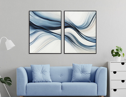 Картина "Волны тишины I" с тиснением, рама пластиковая, 80x60x2,8