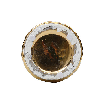 Ваза керамическая "Листья", цвет бело-золотой, 11*25 см