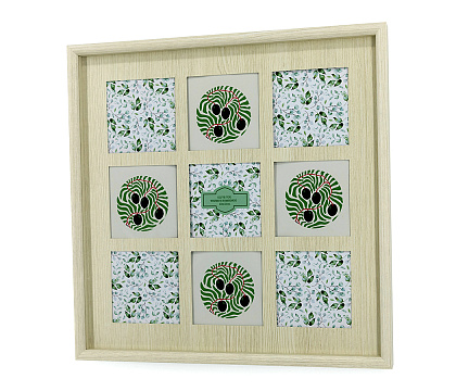 Фоторамка-коллаж декоративная из МДФ для 9 фотографий 10х10 см., цвет белый, со стеклом, 38,8x2,5х38,8 см