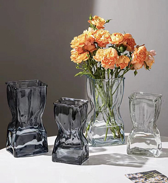 Ваза стеклянная D8,5 * H17см, 1 шт., прозрачный