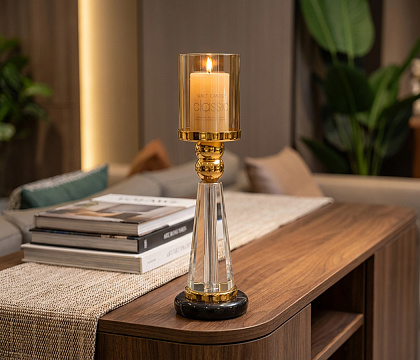 Подсвечник декоративный серия "Кристалл", цвет золото, 10*32 см