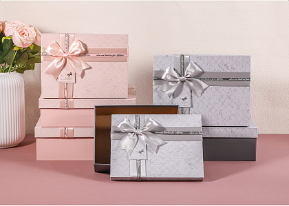 Набор коробок подарочных 22,5*16*9,5, 20*14*8, 17,5*12,5*6,5, 3 шт., св.розовый