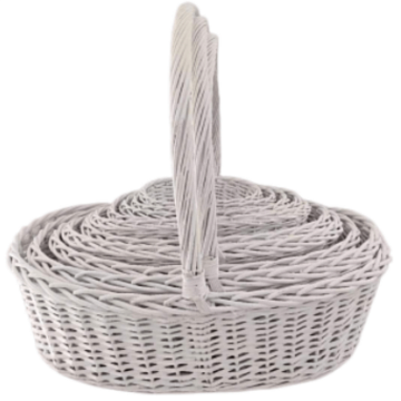 Набор корзин плетеных (ива): 73x57xH22,67x51xH20,61x45xH18,55x40xH17,50x35xH15,45x30xH15,40x27xH13,34x23xH12,29x20xH11,25x16xH10, 10 шт., белый