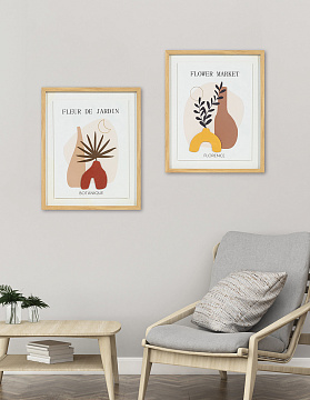 Панно "Флёр де Пари II" с тиснением, рама пластиковая со стеклом, 40x50x2,5