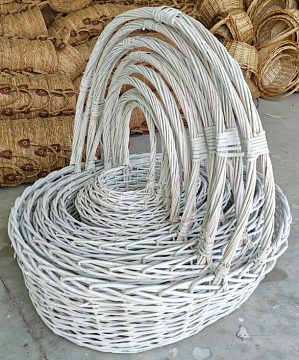 Набор корзин плетеных (ива): 86x72xH27xHH80,78x65xH24,71x58xH22,66x52xH21,59x46xH20,54x41xH19, 48x35xH18,39x30xH16, 32x24xH13,27x20xH11, 10 шт., белый