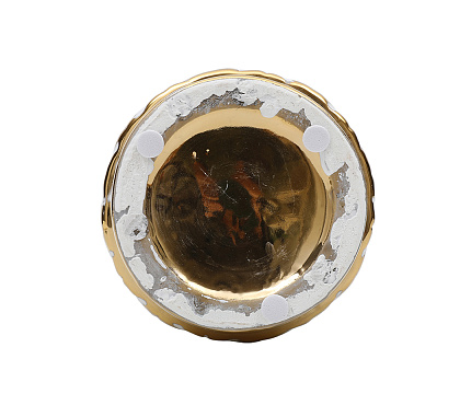 Ваза керамическая "Листья", цвет бело-золотой, 11*25 см