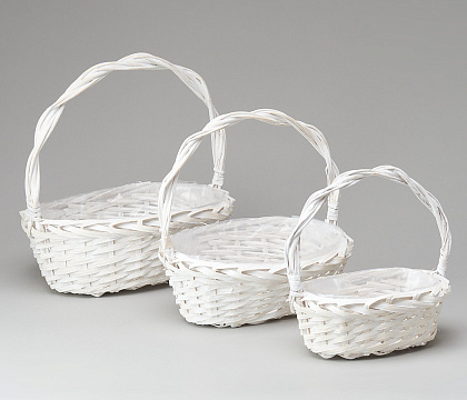 Набор плетеных корзин (ива), 35x26x12,5/35 см, 29x22x11/30 см, 23x18x9/25,5 см, 3 шт., кремовый