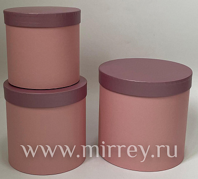  Набор коробок с крышкой, 19,5х19 см, 17,5х17 см, 15,5х15 см, 3 шт., розовый/сиреневый