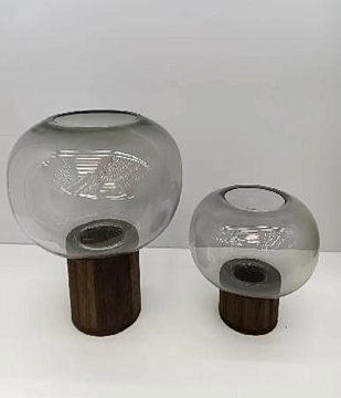 Ваза стеклянная D19 * H21,5, 1 шт., серый