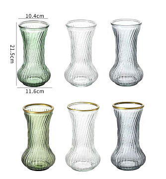 Ваза стеклянная D12,5 * H21,5 см, 1 шт., зеленый