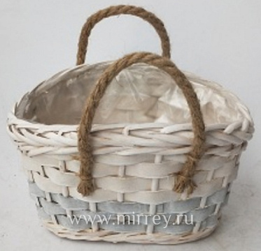 Корзина плетеная (ива) 24*17H12/15, 1 шт., белый/серый