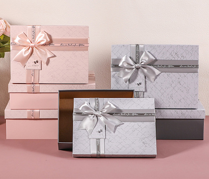 Набор коробок подарочных 22,5*16*9,5, 20*14*8, 17,5*12,5*6,5 см, 3 шт., св.розовый
