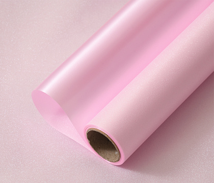 Упак. материал флористическая пленка "Мерцание", 150 мкр, 49 см х 5 ярдов , розовый