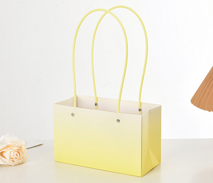 Пакет подарочный "Мастхэв градиент" прямоугольный, 22х10х13 см, 10 шт./упак., пастельно-желтый