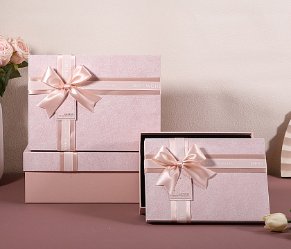 Набор коробок подарочных 29*21*9,5, 26*19*8, 23*17*6,5 см, 3 шт., светло-розовый