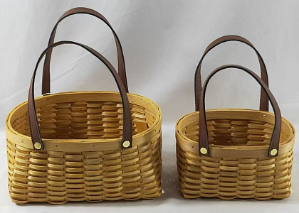 Набор корзин плетеных (секвойя), 24x19x11/25 B:22x14 см, 18x14x9,5/21 B:16x9 см, 2 шт., натур.