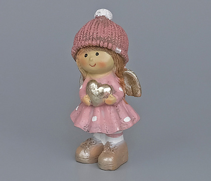 Декоративное новогоднее изделие Девочка, 9 см, светло-розовый