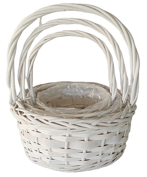 Набор корзин плетеных (ива): D26xH12xHH31  BD21, D21xH11xHH26  BD17,D16xH10xHH22  BD13, 3 шт., белый