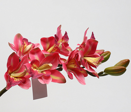 Цветок искусственный декоративный "Орхидея", 82 см., 8 соцветий, темно-розовый