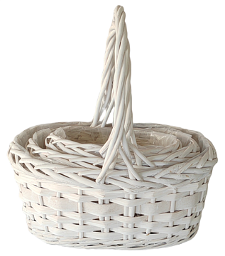 Набор корзин плетеных (ива): 29x22xH12xHH30  B24x18, 24x18xH11xHH26 B20x13, 18x14xH10xHH22 B16x11, 3 шт., белый