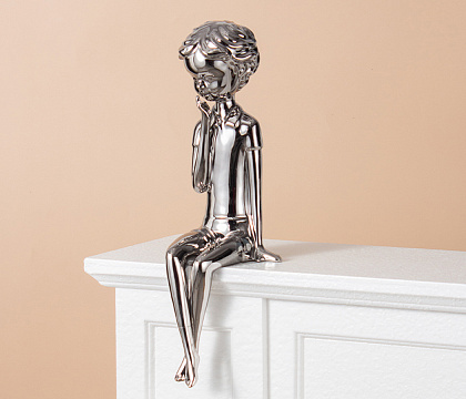 Статуэтка декоративная, керамика, цвет серебро, 9,5*11,5*35 см