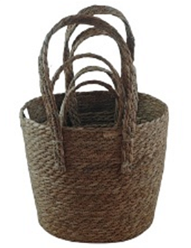 Набор корзин плетеных(рогоз):  32x25xH29xHH50  B27x20, 28x21xH22xHH42  B23x16, 27x18xH19xHH34  BD20x14, 3 шт.