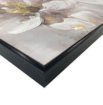 Картина "Золотые цветы", 80% ручная работа, рама пластиковая, 70*100*3,5