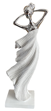 Статуэтка декоративная "Девушка", полирезина, цвет белый, 14*9,5*38,5 см