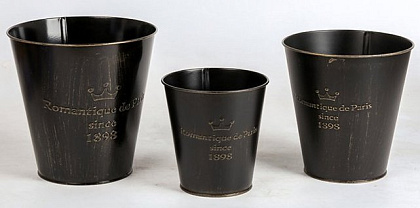 Набор декоративных кашпо 18XH18CM B12, 15.5XH16.5CM B10.5, 12.5XH13.5CM B9, 3 шт., металл