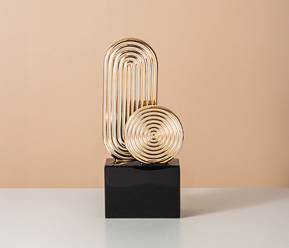 Керамическая декоративная ваза, цвет черно-золотой, 14*8*33,5 см