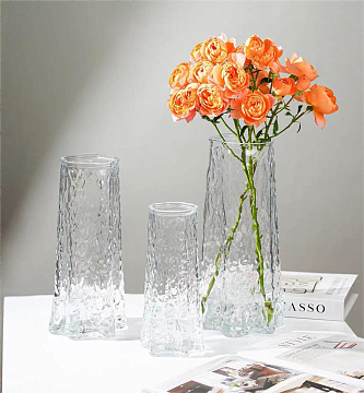 Ваза стеклянная D9 * H20 см, 1 шт., прозрачный