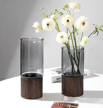 Ваза стеклянная D10 * H25 см, 1 шт., серый