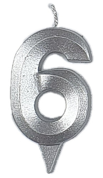 Свеча цифра    6  "Грань" серебро