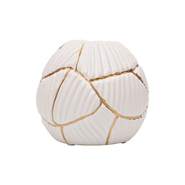 Ваза керамическая, цвет бело-золотой, 15*13 см