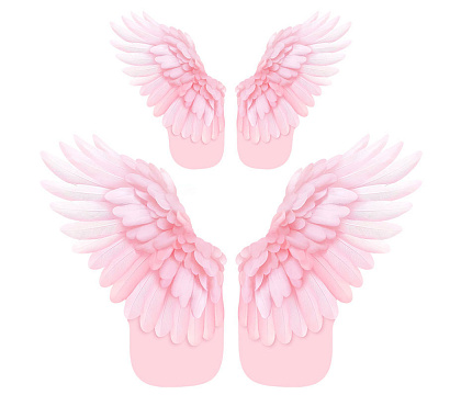 Упак. бумага "Крылья ангела", набор крыло L:50*37см + крыло S:33*22см, 10 наборов (20 шт) /упак, розовый
