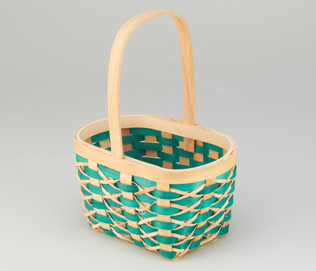 Корзина плетеная (секвойя), 20X14X12/27 см, 1 шт., натур./зеленый